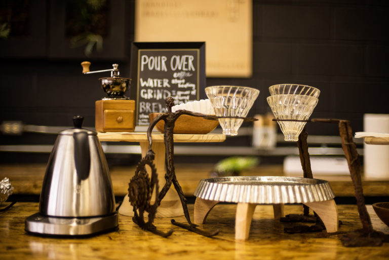 Self-serve pour over coffee, loose leaf tea, and hot cocoa bar. Also we have locally made scones and muffins weekly.