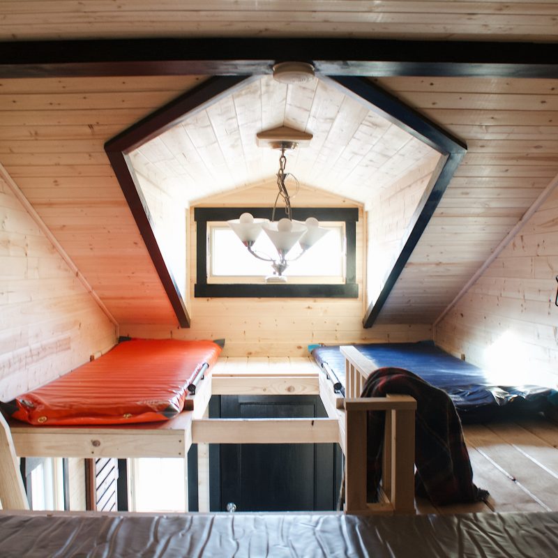 Mountain Hut Tiny Home loft Loft of the Roam Tiny Home.