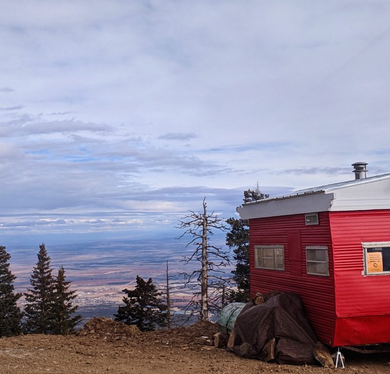 Bothy Wagon at Abajo Peak, looking to Monticello Utah