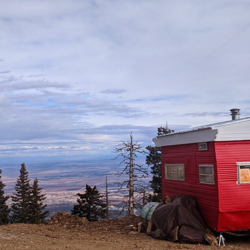 Bothy Wagon at Abajo Peak, looking to Monticello Utah